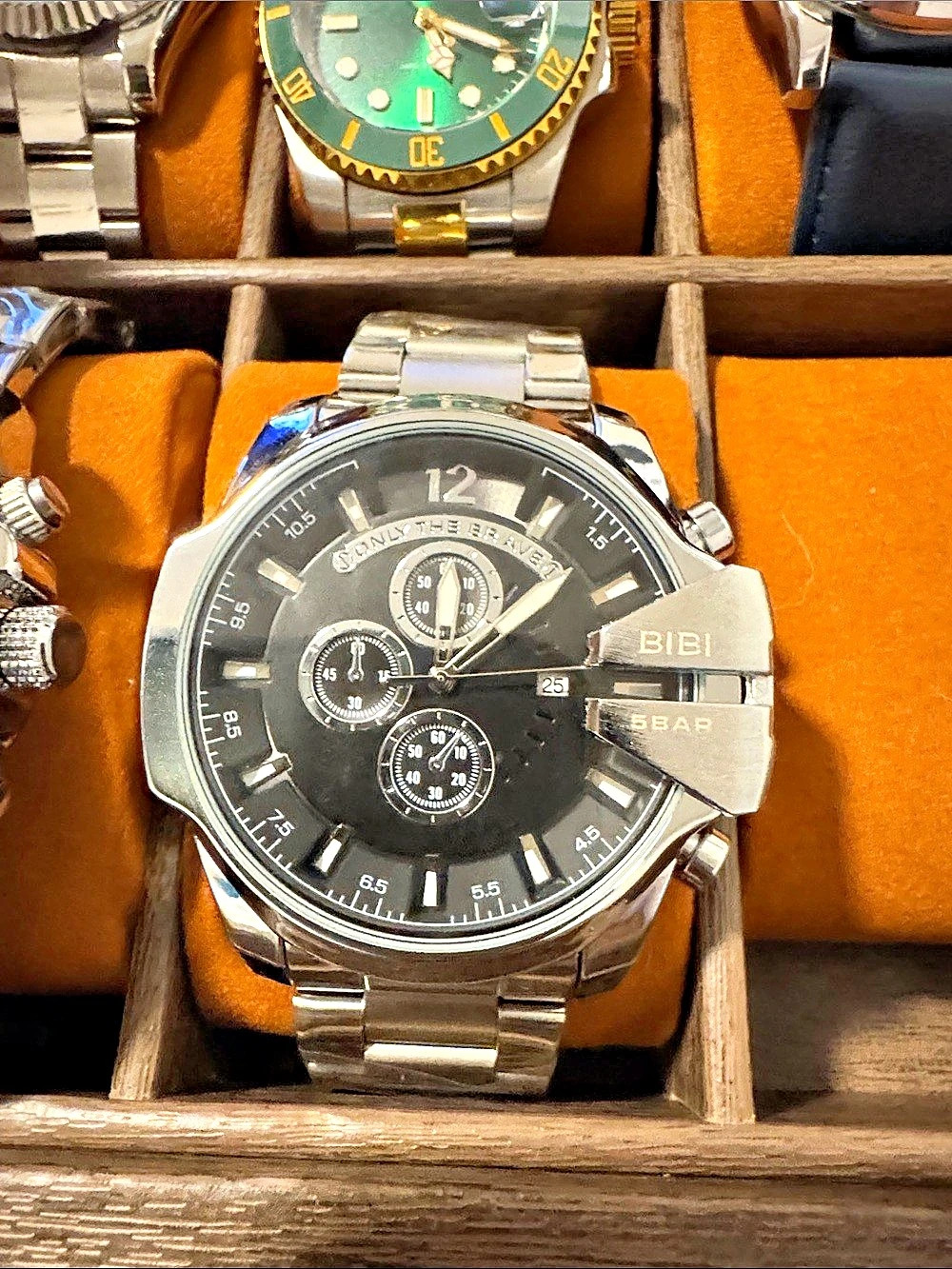 Bibi K9703 Chronograph Watch in Silver & Black NWT